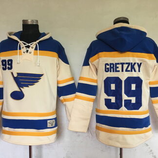 Men's St. Louis Blues #99 Wayne Gretzky Cream Old Time Hockey Hoodie