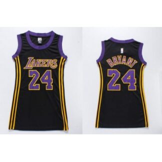 Lakers #24 Kobe Bryant Black(Purple No.) Women's Dress Stitched NBA Jersey