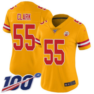 Nike Kansas City Chiefs #55 Frank Clark Gold Women’s Stitched NFL Limited Inverted Legend 100th Season Jersey