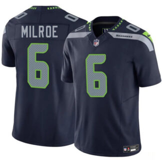 Men's Seattle Seahawks #6 Jalen Milroe Navy 2025 F.U.S.E. Vapor Limited Football Stitched Jersey