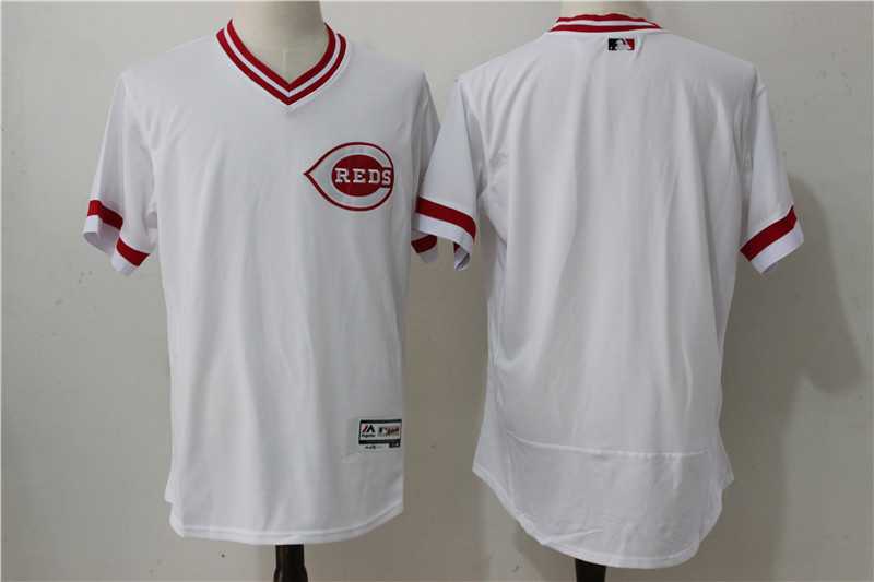Cincinnati Reds Blank Mitchell And Ness White 2016 Flexbase Authentic Collection Stitched Baseball Jersey