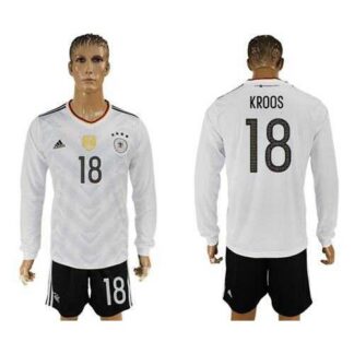 Germany #18 Kroos White Home Long Sleeves Soccer Country Jersey