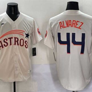 Men's Houston Astros #44 Yordan Alvarez Cream Throwback Cooperstown Collection Limited Stitched Jersey