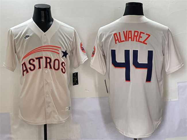Men's Houston Astros #44 Yordan Alvarez Cream Throwback Cooperstown Collection Limited Stitched Jersey