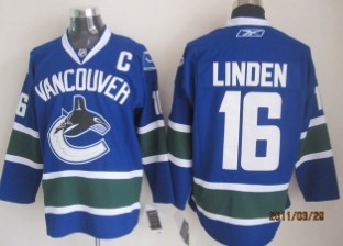 Youth Vancouver Canucks #16 LINDEN Blue Jerseys