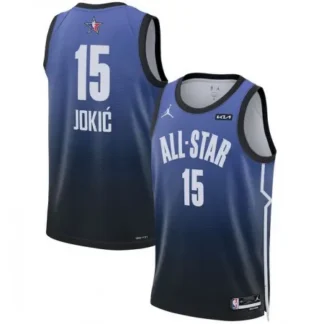Men's 2023 All-Star #15 Nikola Jokic Blue Game Swingman Stitched Basketball Jersey GGBA
