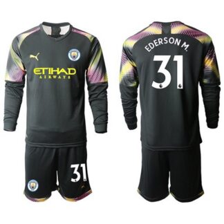 Manchester City #31 Ederson M. Black Goalkeeper Long Sleeves Soccer Club Jersey