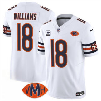 Men's Chicago Bears #18 Caleb Williams White 2025 F.U.S.E. With 1-Star C Patch And VMH Patch Vapor Untouchable Limi...