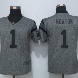 Women's Carolina Panthers #1 Cam Newton Gray Gridiron Nike NFL Limited Jersey