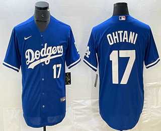 Men's Los Angeles Dodgers #17 Shohei Ohtani Number Blue Stitched Cool Base Nike Jersey