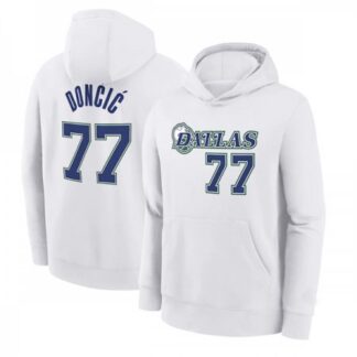 Men's Dallas Mavericks #77 Luka Doncic White Pullover Hoodie V231