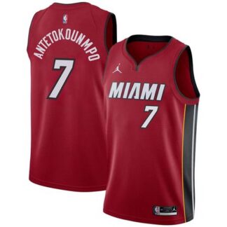 Men's Miami Heat #7 Giannis Antetokounmpo Red Swingman Statement Edition Jersey