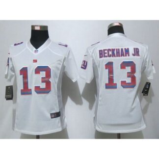 Nike New York Giants #13 Odell Beckham Jr White Women’s Stitched NFL Elite Strobe Jersey