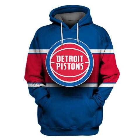 Pistons Blue All Stitched Hooded Sweatshirt