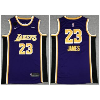 Men's Los Angeles Lakers #23 LeBron James Purple With KB Patch Stitched Jersey