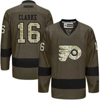 Glued Philadelphia Flyers #16 Bobby Clarke Green Salute to Service NHL Jersey