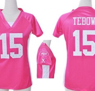 Nike New York Jets #15 Tim Tebow2012 Pink Womens Draft Him II Top Jersey