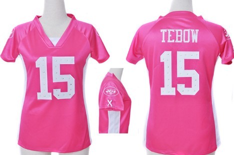 Nike New York Jets #15 Tim Tebow2012 Pink Womens Draft Him II Top Jersey