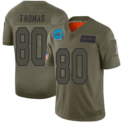 Nike Carolina Panthers #80 Ian Thomas Camo Men’s Stitched NFL Limited 2019 Salute To Service Jersey