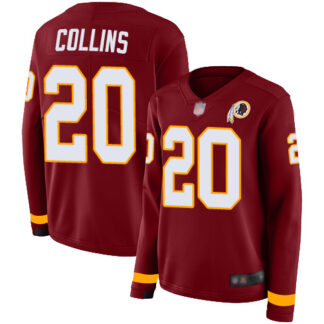 Nike Washington Football Team #20 Landon Collins Burgundy Red Team Color Women’s Stitched NFL Limited Therma Long S...