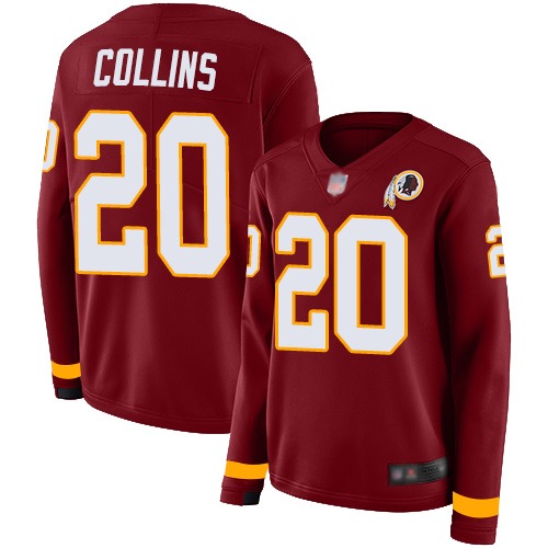 Nike Washington Football Team #20 Landon Collins Burgundy Red Team Color Women’s Stitched NFL Limited Therma Long S...