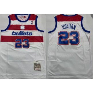 Men's Washington Wizards #23 Michael Jordan White Throwback Stitched Jersey HOF6
