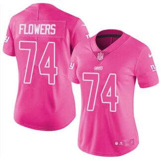 Nike New York Giants #74 Ereck Flowers Pink Women's NFL Limited Rush Fashion Jersey DingZhi