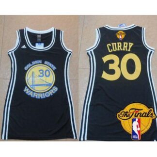 Warriors #30 Stephen Curry Black The Finals Patch Women's Dress Stitched NBA Jersey