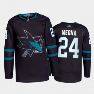 Adidas San Jose Sharks #24 Jaycob Megna Men’s 2021-22 Alternate Authentic NHL Jersey – Black Men’s