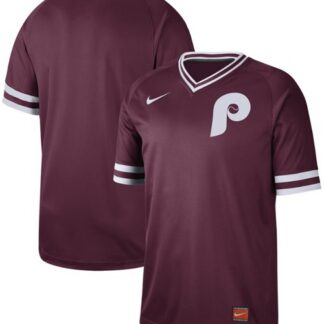 Phillies Blank Maroon Authentic Cooperstown Collection Stitched Baseball Jersey
