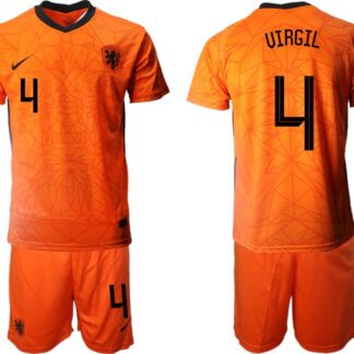 grid‑ Men 2020-2021 European Cup Netherlands home orange 4 Nike Soccer Jersey ‑fangear