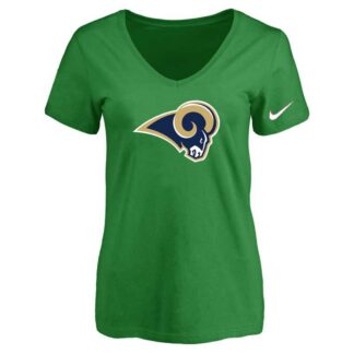 Women's Los Angeles Rams D.Green Logo V neck T-Shirt FengYun