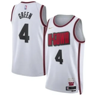 grid‑ Unisex Houston Rockets #4 Jalen Green White 2024/25 City Edition Swingman Player Jersey ‑fangear