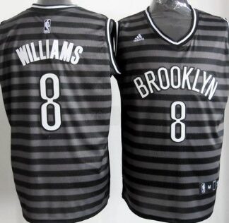 Brooklyn Nets #8 Deron Williams Gray With Black Pinstripe Jerseys