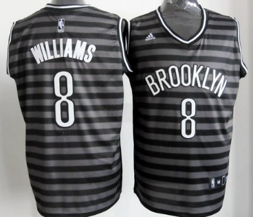 Brooklyn Nets #8 Deron Williams Gray With Black Pinstripe Jerseys