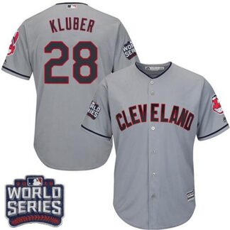 Cleveland Indians #28 Corey Kluber Grey Road 2016 World Series Bound Stitched Youth MLB Jersey