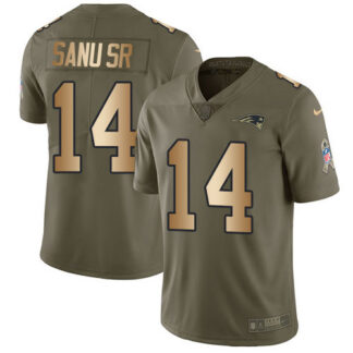 Nike New England Patriots #14 Mohamed Sanu Sr Olive/Gold Men’s Stitched NFL Limited 2017 Salute To Service Jersey
