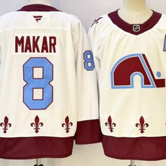 Men's Colorado Avalanche #8 Cale Makar White Reverse Retro Stitched Jersey