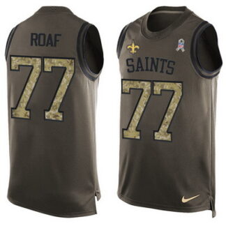 Men's New Orleans Saints #77 Willie Roaf Green Salute to Service Hot Pressing Player Name & Number Nike NFL Tank To...