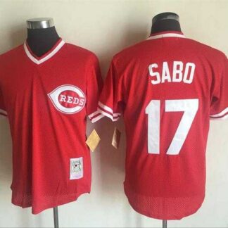 Cincinnati Reds #17 Chris Sabo Red Mitchell And Ness Throwback Pullover Stitched Jersey