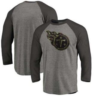 Tennessee Titans NFL Pro Line by Fanatics Branded Black Gray Tri Blend 34 Sleeve T Shirt