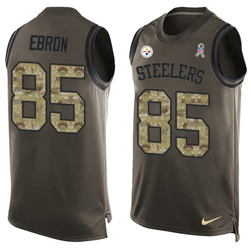 Nike Pittsburgh Steelers #85 Eric Ebron Green Men’s Stitched NFL Limited Salute To Service Tank Top Jersey