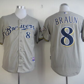 Milwaukee Brewers #8 Ryan Braun Gray Jersey