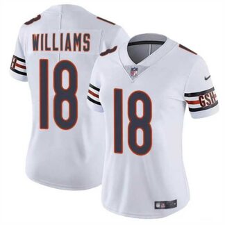 Women's Chicago Bears #18 Caleb Williams White 2024 Draft Vapor Stitched Jersey Dzhi