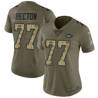 Nike New York Jets #77 Mekhi Becton Olive/Camo Women’s Stitched NFL Limited 2017 Salute To Service Jersey
