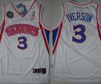 NBA Philadelphia 76ers 3 Allen Iverson White 10th Soul Swingman Jersey