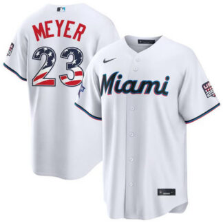 Youth Miami Marlins #23 Max Meyer Nike White 2026 All-Star Edition Stars & Stripes Stadium Jersey