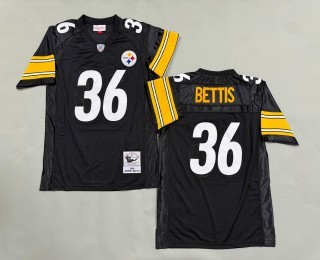 Men's Pittsburgh Steelers #36 Jerome Bettis 'MN' 1996 Throwback Black Stitched Jersey