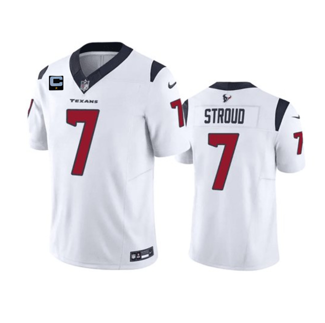 Men's Houston Texans #7 C.J. Stroud White 2023 F.U.S.E. With 1-Star C Patch Vapor Untouchable Limited Football Stit...